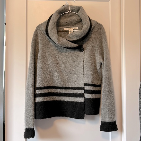 Striped Cowlneck Wool Cardigan - Picture 1 of 5